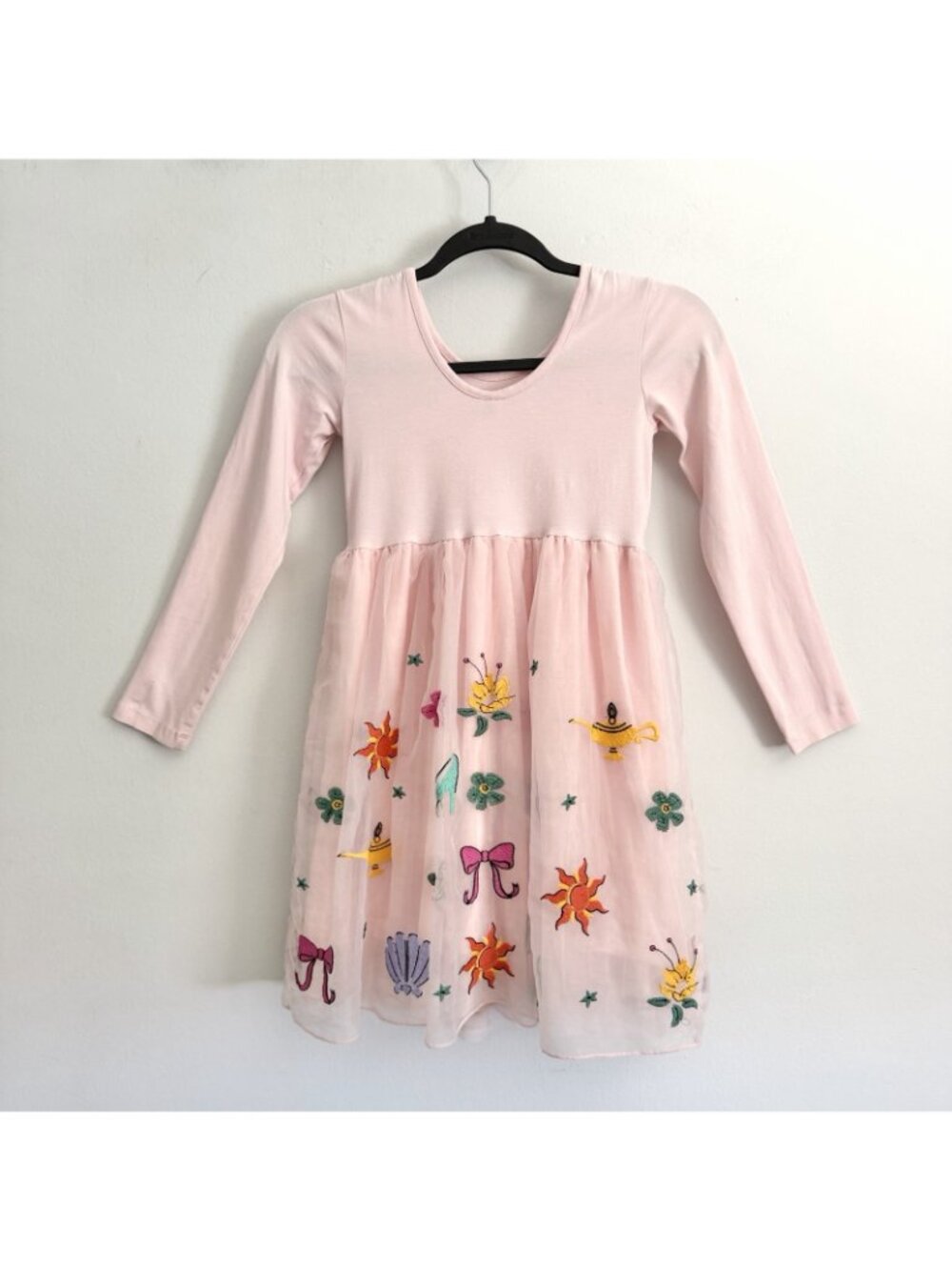 Disney x Hanna Andersson Pink Princess Tulle Dress Embroidered Long Sleeve Sz 8 - Picture 6 of 10